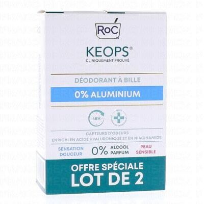 Roc Keops - Déodorant Roll On 0% Aluminium 48h 2x30ml - Publicité Roc Keops - Déodorant Roll On 0% Aluminium 48h 2x30ml - Publicité