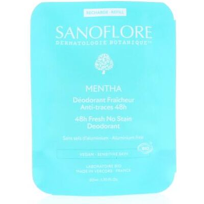 Sanoflore Déodorant Fraicheur Bio Anti-Traces 48h Mentha Eco Recharge 50ml - Publicité Sanoflore Déodorant Fraicheur Bio Anti-Traces 48h Mentha Eco Recharge 50ml - Publicité