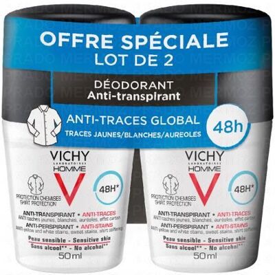 Vichy Homme Antiperspirant - 2x50ml - Publicité Vichy Homme Antiperspirant - 2x50ml - Publicité
