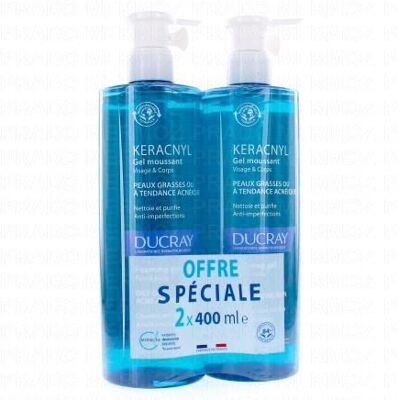 Ducray Keracnyl - Gel Moussant Visage Et Corps Lot De 2 X 400ml - Publicité Ducray Keracnyl - Gel Moussant Visage Et Corps Lot De 2 X 400ml - Publicité