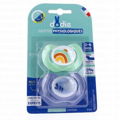 Tétines Dodie P30 Silicone 0-6M - Physiologique Jour et Nuit - 2 pcs - Publicité Tétines Dodie P30 Silicone 0-6M - Physiologique Jour et Nuit - 2 pcs - Publicité