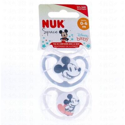 Nuk Space Disney Baby Sucettes 0-6mois X2 Mickey - Publicité Nuk Space Disney Baby Sucettes 0-6mois X2 Mickey - Publicité