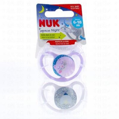Nuk Space Night Sucettes Perfectionnées 6-18 Mois X2 Rose - Publicité Nuk Space Night Sucettes Perfectionnées 6-18 Mois X2 Rose - Publicité