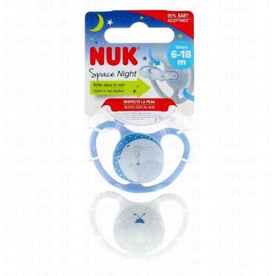 Nuk Space Night Sucettes Perfectionnées 6-18 Mois X2 Bleu - Publicité Nuk Space Night Sucettes Perfectionnées 6-18 Mois X2 Bleu - Publicité