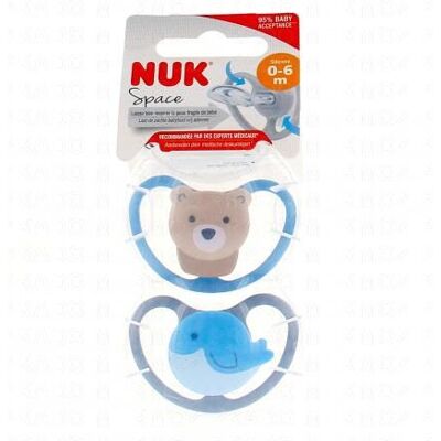 Nuk Space Sucettes 0-6 Mois Chat+hérisson - Publicité Nuk Space Sucettes 0-6 Mois Chat+hérisson - Publicité