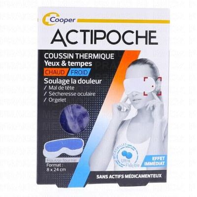 Actipoche Coussin Thermique Pour Yeux Et Tempes En Microbilles 8x24cm - Publicité Actipoche Coussin Thermique Pour Yeux Et Tempes En Microbilles 8x24cm - Publicité