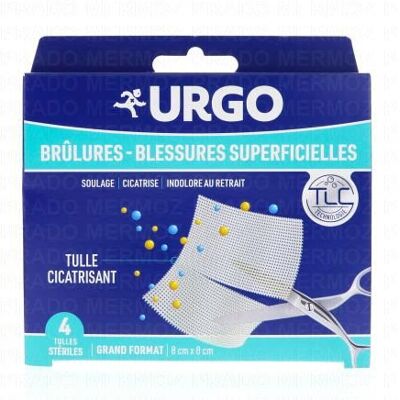 Urgo Brûlures Blessures Superficielles Boîte De 4 - 8x8xm - Publicité Urgo Brûlures Blessures Superficielles Boîte De 4 - 8x8xm - Publicité