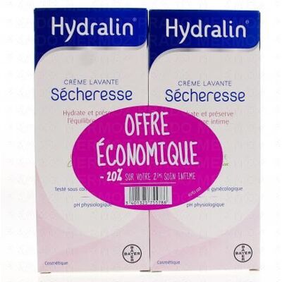 Hydralin Sècheresse Crème Lavante Flacon 200mlx2 - Offre 20% Sur Le 2e - Publicité Hydralin Sècheresse Crème Lavante Flacon 200mlx2 - Offre 20% Sur Le 2e - Publicité