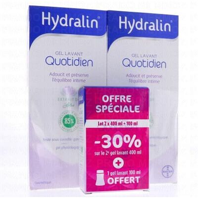 Hydralin Quotidien Gel Lavant Lot De 2x400ml + 100ml Offert - Publicité Hydralin Quotidien Gel Lavant Lot De 2x400ml + 100ml Offert - Publicité