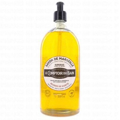 Le Comptoir du Bain Savon liquide au beurre de karité et huile d’olive - 1L - Publicité Le Comptoir du Bain Savon liquide au beurre de karité et huile d’olive - 1L - Publicité