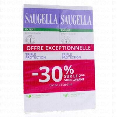 Saugella Expert - Triple Protection Soin Lavant Intime 2x250ml - Publicité Saugella Expert - Triple Protection Soin Lavant Intime 2x250ml - Publicité
