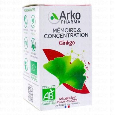 Arkopharma Ginkgo 150 Gélules - Complément Alimentaire - Publicité Arkopharma Ginkgo 150 Gélules - Complément Alimentaire - Publicité