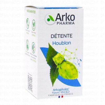 Arkopharma Arkogélules Houblon 45 Gélules - Boîte - Publicité Arkopharma Arkogélules Houblon 45 Gélules - Boîte - Publicité