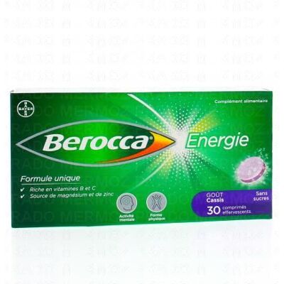 Berocca Comprimé Effervescent Cassis - Complément alimentaire - Publicité Berocca Comprimé Effervescent Cassis - Complément alimentaire - Publicité