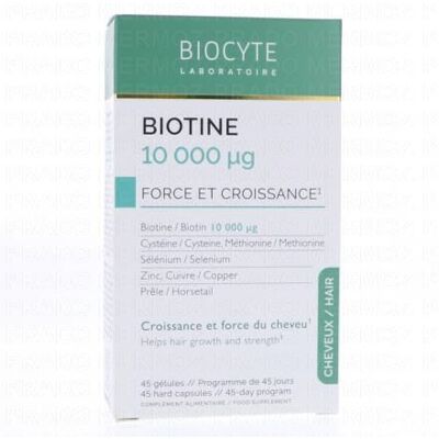 Biocyte Biotine 10000 Μg - Force Et Croissance Cheveux X45 Gélules - Publicité Biocyte Biotine 10000 Μg - Force Et Croissance Cheveux X45 Gélules - Publicité