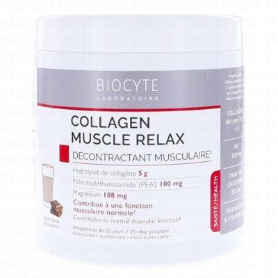Biocyte Collagen Muscle Relax - Cacao - 220g - Complément alimentaire - Publicité Biocyte Collagen Muscle Relax - Cacao - 220g - Complément alimentaire - Publicité