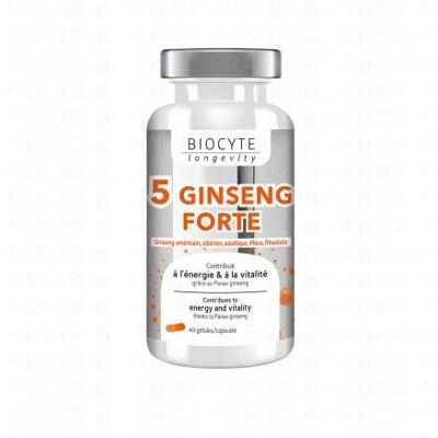 Biocyte 5 Ginseng Forte - Mémoire Énergie Vitalité - Complément - Publicité Biocyte 5 Ginseng Forte - Mémoire Énergie Vitalité - Complément - Publicité
