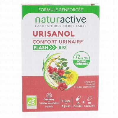 Naturactive Urisanol Confort Urinaire Flash Bio 10 Gélules + 10 Capsules - Publicité Naturactive Urisanol Confort Urinaire Flash Bio 10 Gélules + 10 Capsules - Publicité