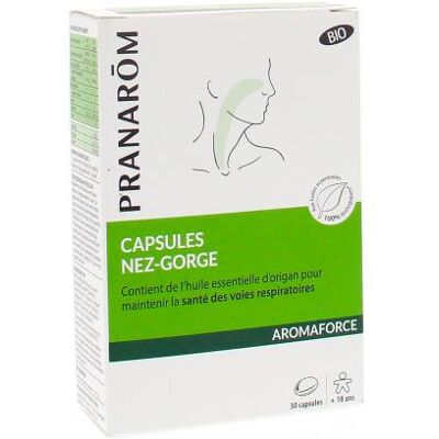 Pranarom Aromaforce Capsules Nez Gorge Bio 30 Capsules - Publicité Pranarom Aromaforce Capsules Nez Gorge Bio 30 Capsules - Publicité