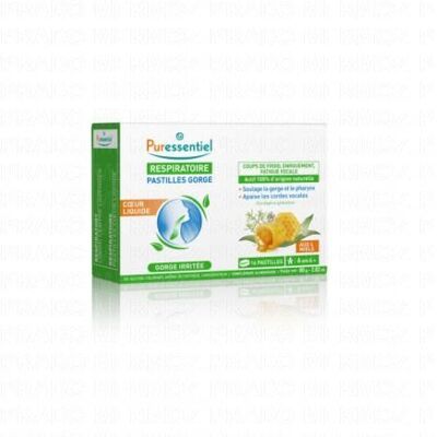 Puressentiel Respiratoire - Pastilles Gorge Cœur Liquide X16 - Publicité Puressentiel Respiratoire - Pastilles Gorge Cœur Liquide X16 - Publicité