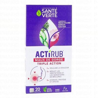 SANTEVERTE Sante Verte Actirub - Pastilles Maux De Gorge X20 - Publicité SANTEVERTE Sante Verte Actirub - Pastilles Maux De Gorge X20 - Publicité