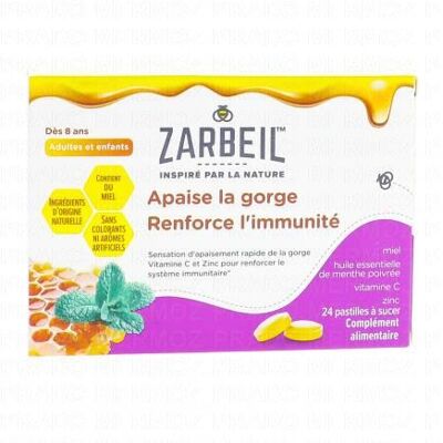 Zarbeil Apaise La Gorge Et Renforce L'Immunité X24 Pastilles - Publicité Zarbeil Apaise La Gorge Et Renforce L'Immunité X24 Pastilles - Publicité