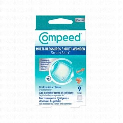 Compeed Smartskin - Pansement Multi-Blessures Boite De 9 Format Large - Publicité Compeed Smartskin - Pansement Multi-Blessures Boite De 9 Format Large - Publicité