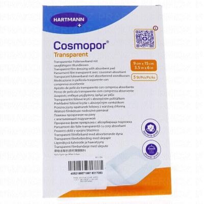 HARTMANN Cosmopor Transparent - Pansement Film Transparent 9cmx15cm Boite De 5 - Publicité HARTMANN Cosmopor Transparent - Pansement Film Transparent 9cmx15cm Boite De 5 - Publicité