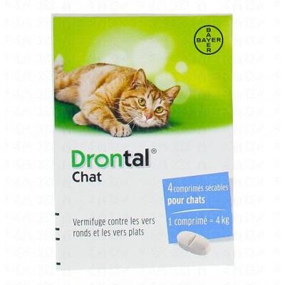 Drontal Chat - Vermifuge Contre Les Vers Ronds Et Les Vers Plats 4 Comprimés - Publicité Drontal Chat - Vermifuge Contre Les Vers Ronds Et Les Vers Plats 4 Comprimés - Publicité