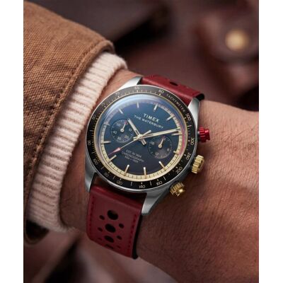 MONTRE TIMEX WATERBURY HERITAGE CHRONOGRAPHE 39MM CUIR ROUGE - Publicité MONTRE TIMEX WATERBURY HERITAGE CHRONOGRAPHE 39MM CUIR ROUGE - Publicité
