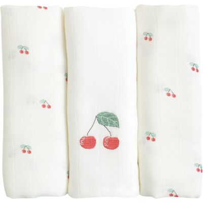 LITTLE CREVETTE Lot de 3 langes bébé coton bio* Cerise - Publicité LITTLE CREVETTE Lot de 3 langes bébé coton bio* Cerise - Publicité