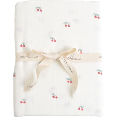 LITTLE CREVETTE Maxi-lange bébé coton bio* imprimé Cerise - Publicité LITTLE CREVETTE Maxi-lange bébé coton bio* imprimé Cerise - Publicité