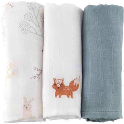 LITTLE CREVETTE Lot de 3 langes bébé coton bio* Dream Forest - Publicité LITTLE CREVETTE Lot de 3 langes bébé coton bio* Dream Forest - Publicité