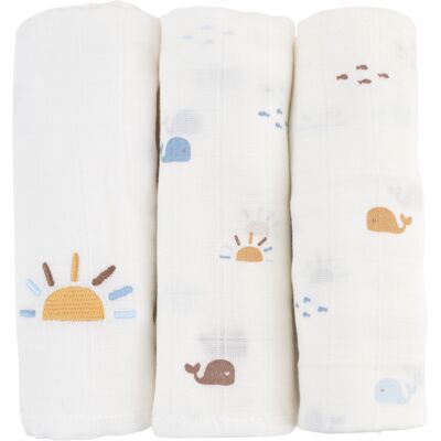 LITTLE CREVETTE Lot de 3 langes bébé coton bio* Malo - Publicité LITTLE CREVETTE Lot de 3 langes bébé coton bio* Malo - Publicité