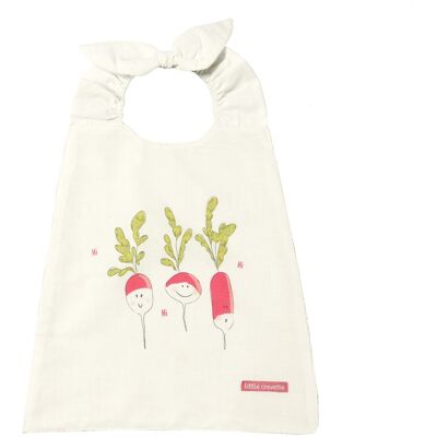 LITTLE CREVETTE Serviette bavoir Radis rose - Publicité LITTLE CREVETTE Serviette bavoir Radis rose - Publicité