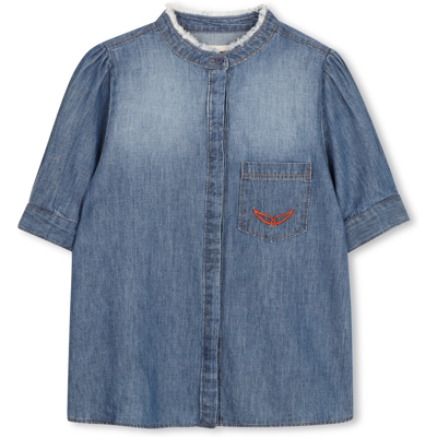 Zadig & Voltaire - Chemise Col Officier - Denim Blue - Fille - 8 Ans DENIM BLUE 8 ans female - Publicité Zadig & Voltaire - Chemise Col Officier - Denim Blue - Fille - 8 Ans DENIM BLUE 8 ans female - Publicité