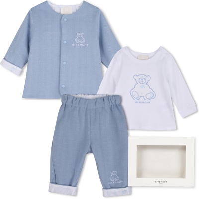 Givenchy - Ensemble Pantalon, Cardigan Et Tee-shirt - Bleu Oxford - Garçon - 1 Mois BLEU OXFORD 1 mois male - Publicité Givenchy - Ensemble Pantalon, Cardigan Et Tee-shirt - Bleu Oxford - Garçon - 1 Mois BLEU OXFORD 1 mois male - Publicité