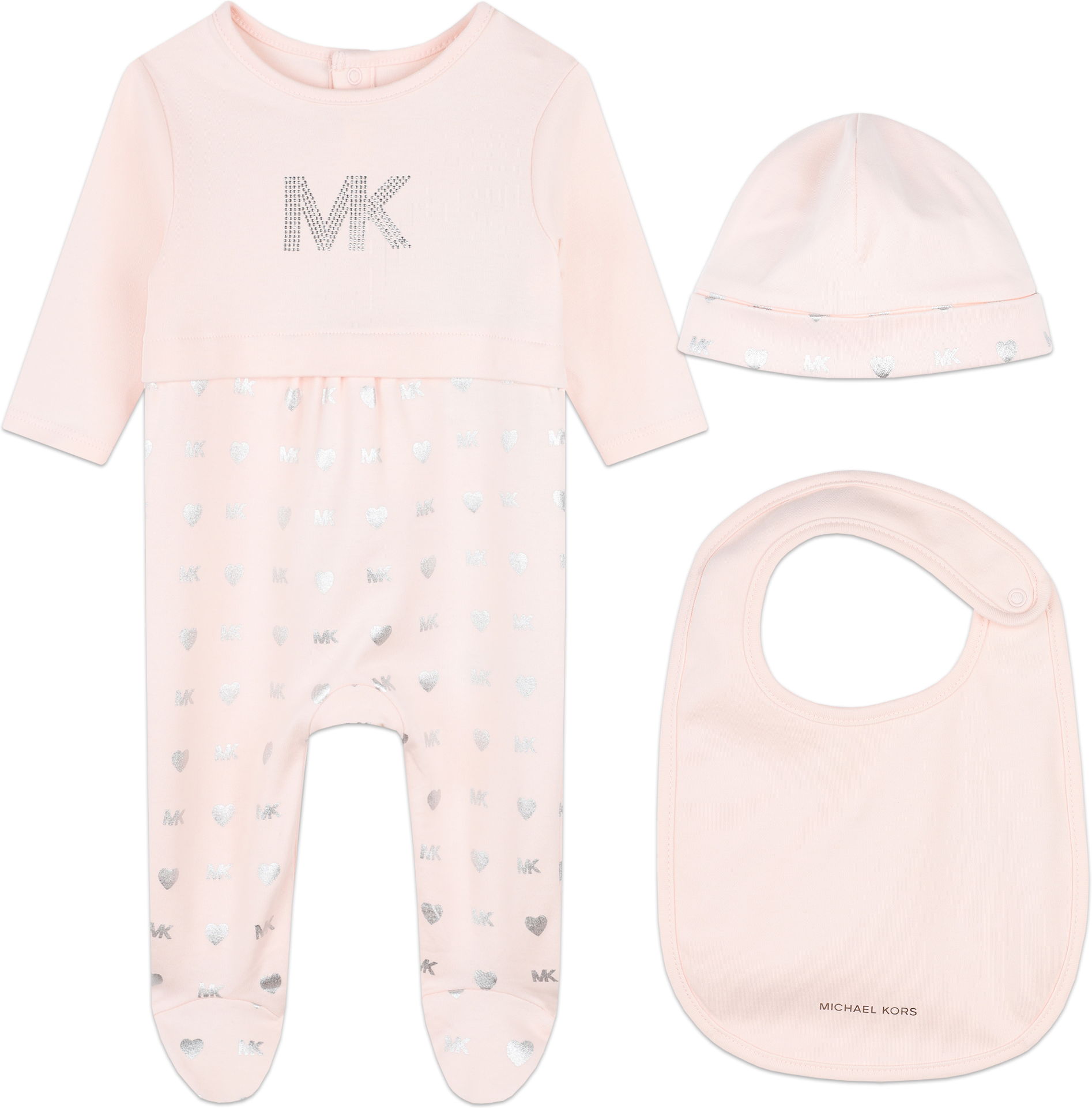 Michael Kors - Pyjama, Bonnet Et Bavoir - Fille - Taille 06m - Rose - Kids Around rose 06M female