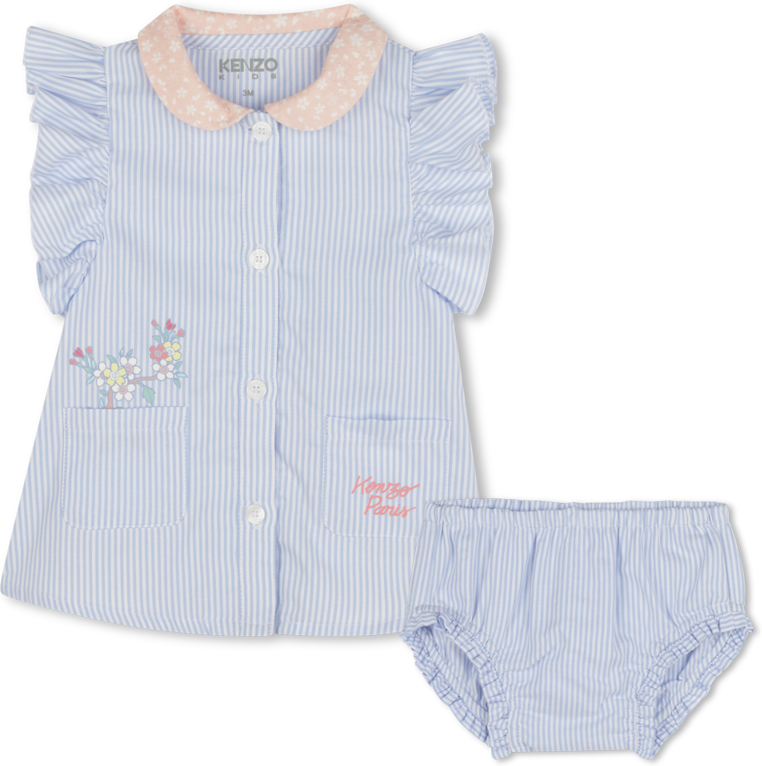 Kenzo Kids - Ensemble Robe Et Culotte Rayés - Fille - Taille 03m - Blanc - Kids Around blanc 03M female