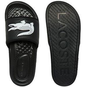 Tongs Lacoste Croco Dualiste Synthetic Logo Strap Slides - black/white