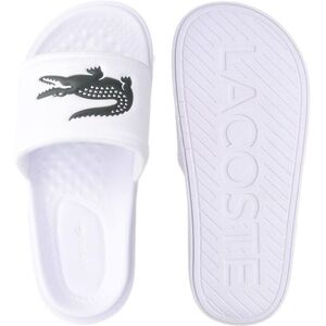 Tongs Lacoste Croco Dualiste Synthetic Logo Strap Slides - white/black