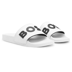 Tongs BOSS Slides with Raised Contrast Logo - white blanc