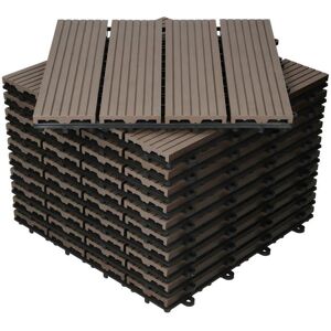 ECD Germany WPC Carreaux 30x30 cm - 55 Pièces par 5m² - avec Aspect Bois - Marron Foncé - Dalles