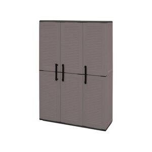 Dmora Armoire extérieure ou intérieure, 3 portes et 3 niveaux en polypropylène ajustables, 100% fabriqués en Itala, 102x37h163 cm, couleur grise