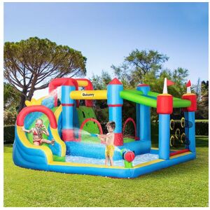 Outsunny Château gonflable structure gonflable aire de jeux 3-8 ans avec gonfleur et sac de transport 390 x 300 x 197 cm - multicolore