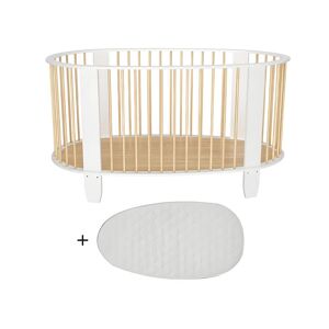 Songes et Rigolades Lit bébé matelas inclus Cocon Blanc et bois