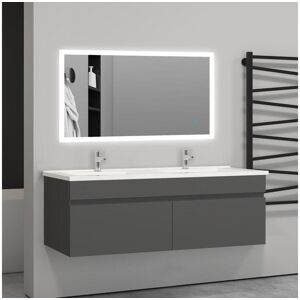 Meuble salle de bain anthracite avec 2 portes à une fermeture amortie avec 2 vasques à suspendre 120x45x40(L*W*H)cm