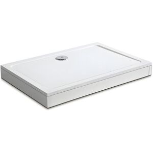 Receveur de douche blanc 120x90cm rectangulaire, Extra-plat, bac à douche avec kit de plinthe, 10 pieds, bonde de receveur et siphon 90cm