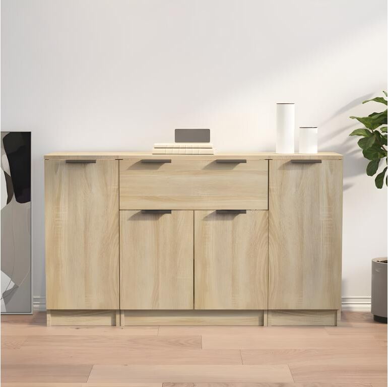 vidaxl Buffets 3 pcs Chêne sonoma Bois d'ingénierie