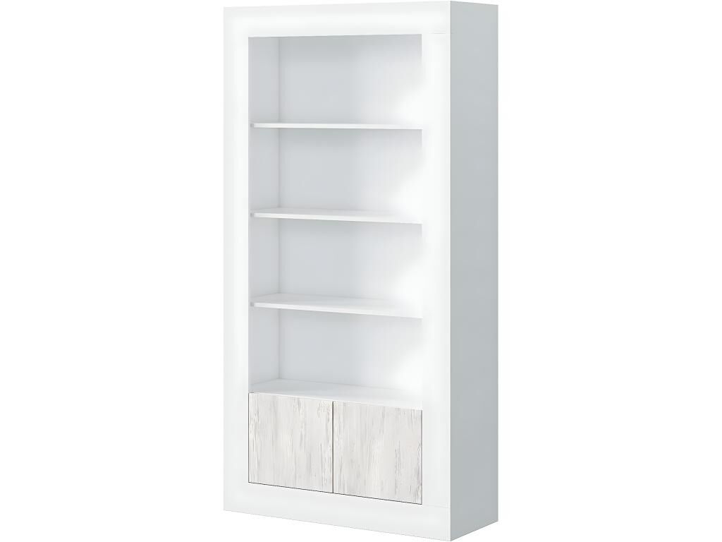 Pegane Bibliothèque avec 4 Tablettes coloris blanc artic / blanc poli -  Hauteur 181 x Longueur 94 x Profondeur 35 cm